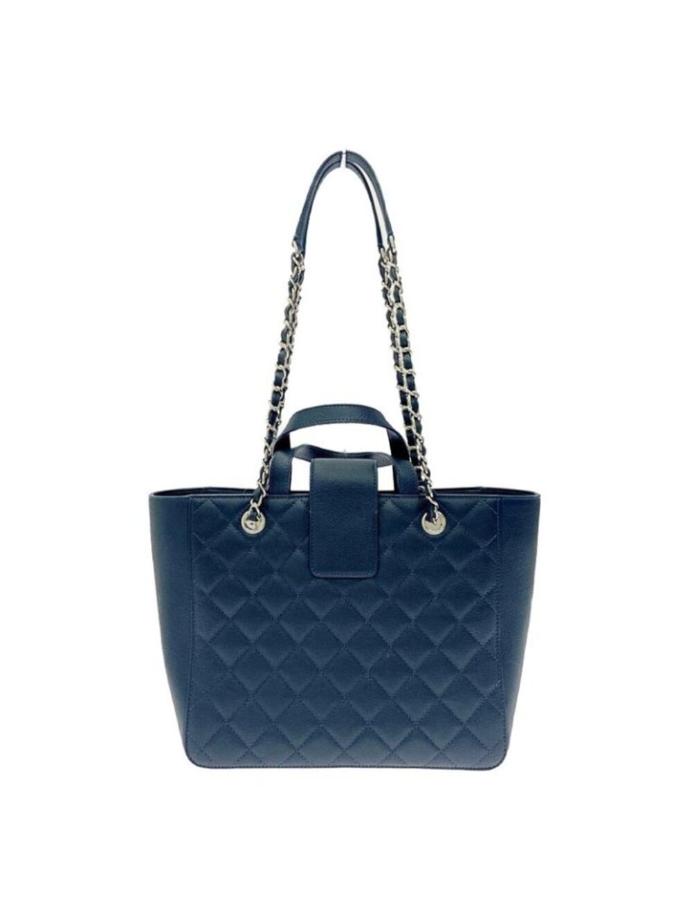Chanel Quilted Caviar Leather Small Shopping Bag Navy Shoulder - Picture 5 of 11